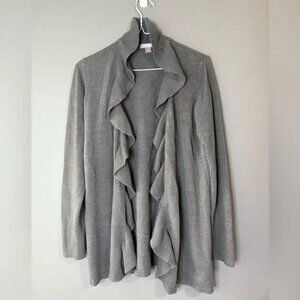 Waterfall scalloped edge size L white stag Ruffle Cardigan